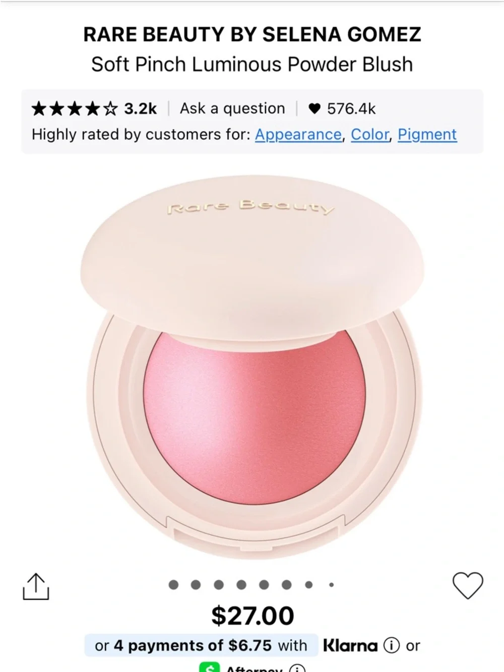 New Rare Beauty Set Soft Pinch Pink Blush & Lip Gloss in HAPPY with Make Up Bag